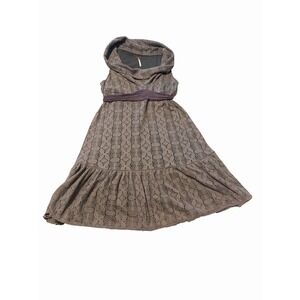 Free People Gray Lace Mini Dress Gray Cowl neck Sleeveless 6 Boho Fit & Flare